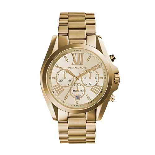 Michael Kors Bradshaw Uhr für Damen, Chronographenuhrwerk mit Edelstahl- oder Lederarmband - 36MM - Goldfarbe