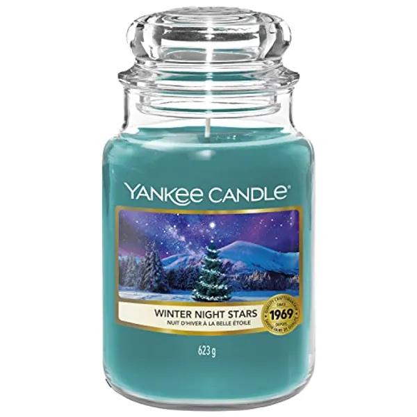 Yankee Candle Duftkerze | Große Winter Night Stars Duftkerze im Glas | Snow Globe Wonderland Kollektion | Brenndauer: bis zu 150 Stunden