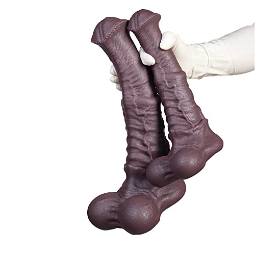 Xuomt 2023&Neue Realistischer Dildo Silikon Tierischer Dildo Prostata Massage Anus Dilatator Masturbation Pferd-Dildo Butt Plug Großer Analplugs SM Sexspielzeug für Anfänger Männer Frauen. (L) - L