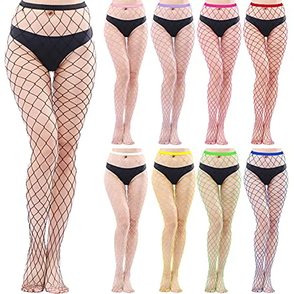 Adove Multipack Fishnet Tights for Women, Multi colored Thigh High Stockings Mesh Hight Waist Fish Nets Pantyhose