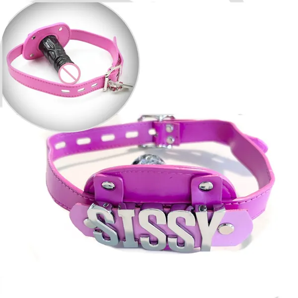 Mature-Custom Locking 4” cock gag-BDSM Bondage sissy gag. pink or black strap