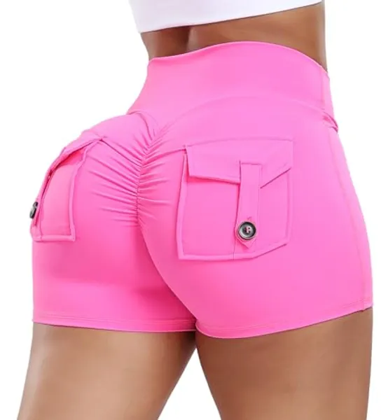 JO.HANNAH Gym Shorts for Women Workout Shorts Ladies High Waist Yoga Shorts Tummy Control with Pockets for Running Sports Activewear