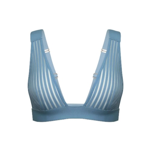 Vertigo V Neck Bralette Denim Blue - S / Denim Blue