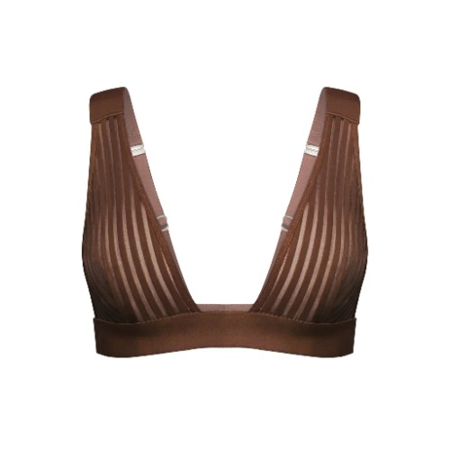 Vertigo V Neck Bralette Cocoa - S / Cocoa