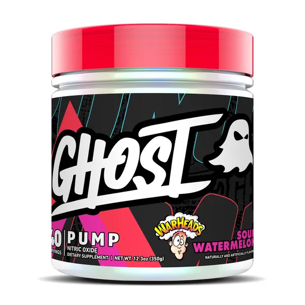 GHOST Pump Nitric Oxide Powder, Warheads Sour Watermelon - 40 Servings - Sugar & Stim-Free Pre-Workout Supplements- L-Citrulline, Arginine Nitrate & L-Glutathione - Soy & Gluten-Free, Vegan - Sour Watermelon
