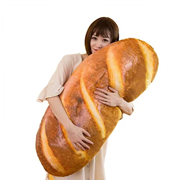 3D Simulation Bread Shape Plush Pillow,Soft Butter Toast Bread Food Cushion Stuffed Toy for Home Decor 31.4"