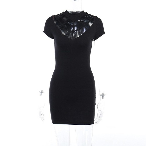 Black Alt Goth Spider Web Dress - black / L