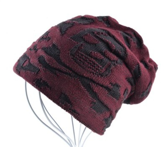 Casual Alt Goth Skull Pattern Beanie - Red