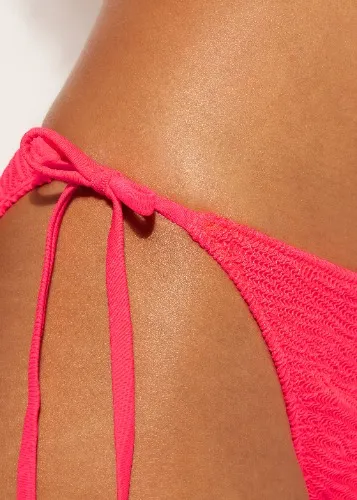 Deep Neon Red String Swimsuit Bottom