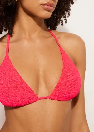 Deep Neon Red Triangle Swimsuit Top 