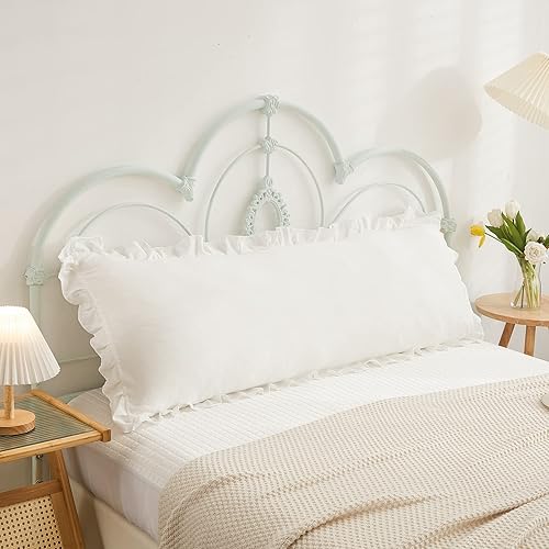 White Pillowcases White Body Pillow Cover 20x54inches Cute Pillowcases Shabby Chic Ruffled Fringe Decor Body Pillowcases with Pocket Closure - 1 Body - White
