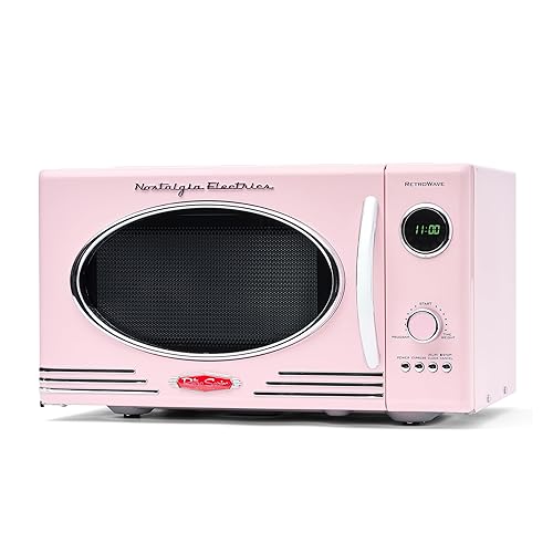 Retro Countertop Microwave Oven - Large 800-Watt - 0.9 cu ft - Pink