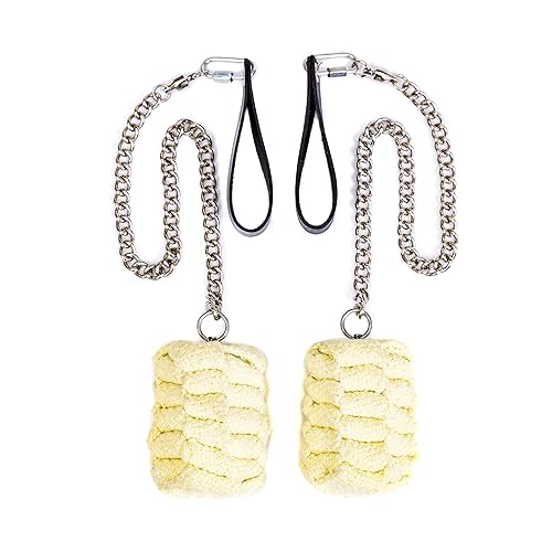FIRE MECCA Fire Poi Set – 3 Inch Woven Kevlar MoonBlaze Heads – Set of 2 – Custom Length – Twist Link Chain – Flow, Spinning, Circus, Dance Prop – for Festivals & Performances - 3" Moonblaze Head - 20" Tip-to-tip length with 3" head