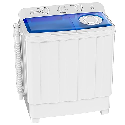 Auertech Portable Washing Machine, 28lbs Twin Tub Washer Mini Compact Laundry Machine with Drain Pump, Semi-automatic 18lbs Washer 10lbs Spinner - 28lbs capacity