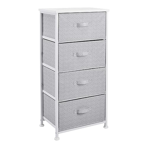 Amazon Basics Fabric 4-Drawer Storage Organizer Unit for Closet, White - White