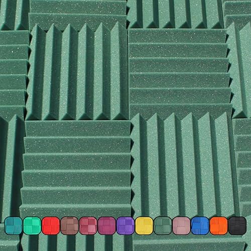 Acoustic Foam Panels by SoundAssured - 12”x12”x2” Wedge Tiles - Forrest Green
