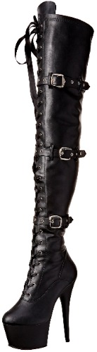 Pleaser Womens Ado3028/bpu/m Boot - 6 Black Faux Leather/Black Matte
