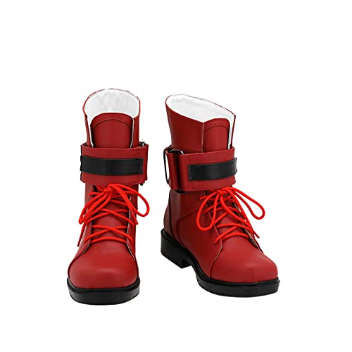 AwwwCos Game Tifa Red Cosplay Boots Props Anime Fashion PU Leather Shoes for Women Men Costumes - 5.5 - Red Women