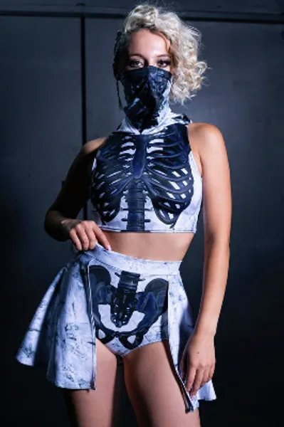 Black Skeleton Crop Top Halloween Hooded Crop Top Halloween | Etsy Canada