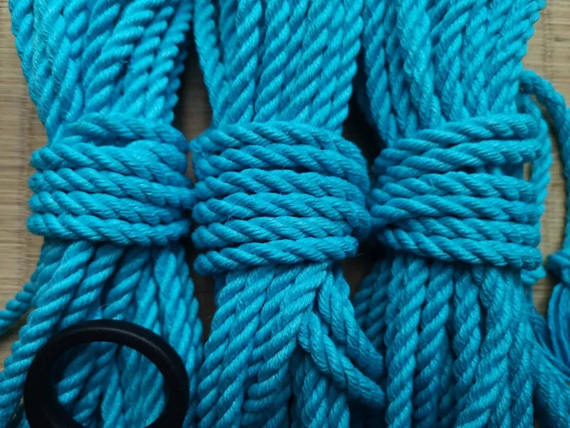 Hemp rope-  suspension rope, in &quot;Azure sky&quot;, for bondage, 8m. 1,3 or 8 ropes