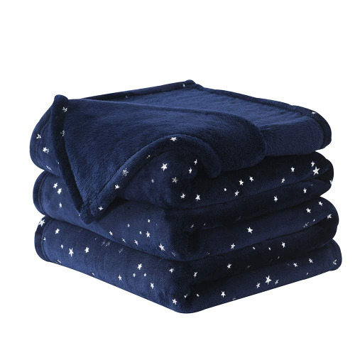 NANPIPER Throw Blanket, Ultra Soft Thick Microplush Bed Blanket, All Season Premium Fluffy Microfiber Fleece Throw for Sofa Couch (Throw Size 90"x90", Navy Blue) - Queen Navy Blue