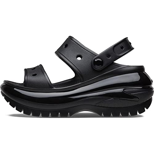 Crocs Unisex-Adult Mega Crush Platform Sandals, Black, 6 Women/4 Men