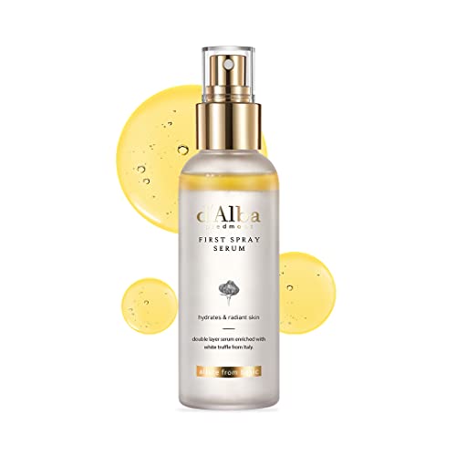 d'Alba Italian White Truffle First Spray Serum, Vegan Skincare, Hydrating Facial Mist with White Truffles, Glow Serum for Radiant Skin, Surfactant Free, All in One Care, 100ml - 100 ml (Pack of 1)