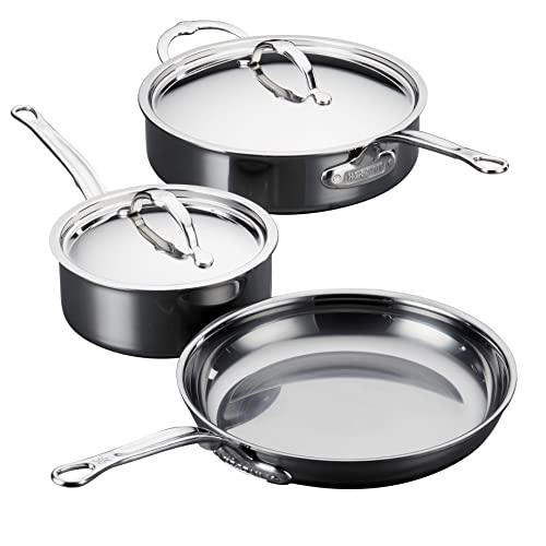 Hestan - NanoBond Collection - Titanium Stainless Steel 5-Piece Essential Cookware Set - Toxin, PFAS, & Chemical Free Clean Cookware, Induction Cooktop Compatible - 5-Piece Cookware Set