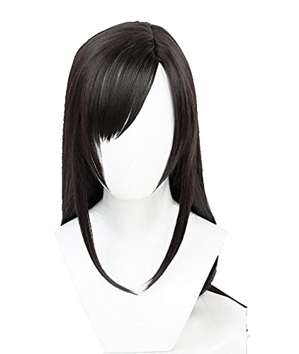 Anime Cosplay 39 inches 100cm Long Tifa Lockhart Black Straight Wig Side Parting Styled Synthetic Hair Cosplay Party Halloween Wigs + Wig Cap