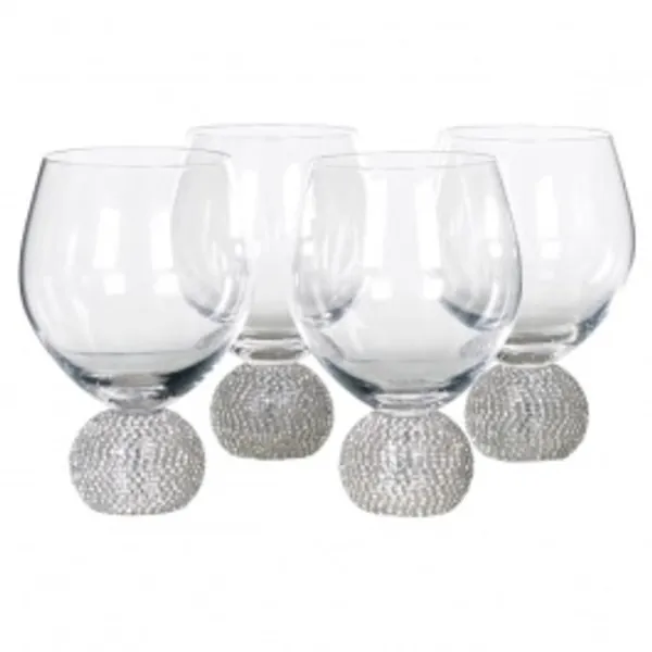 Set of 4 Silver Diamond Dining Glasses