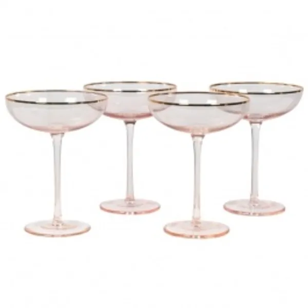 Set of 4 Gold Rim Cocktail Glasses