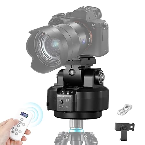 Soonpho M6 Auto Face Tracking Motorized Rotating Panoramic Tripod Head, Remote Control 360° Pan Tilt Head with Mobile Phone Clip for DSLR Cameras, Camcorders, Smartphones, Tripod - M6