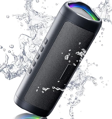 Bluetooth Speaker with HD Sound, Portable Wireless, IPX5 Waterproof, Up to 20H Playtime, TWS Pairing, BT5.3, for Home/Party/Outdoor/Beach, Electronic Gadgets, Birthday Gift (Black) - 1pcs-Glossy Black