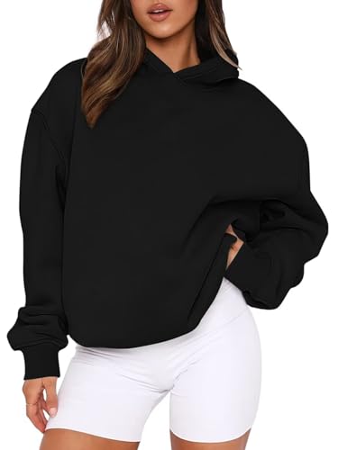 Micticsi Womens Oversized Sweatshirts Fleece Hoodies Long Sleeve Sweaters Pullover Fall Outfits Y2k Clothes with Pocket - A No Pocket Black - X-Large