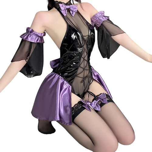 Irresistible Devil Cosplay Lingerie Set - Purple / S