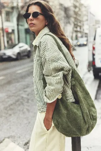 Free People Roma Suede Tote Bag - Olive 