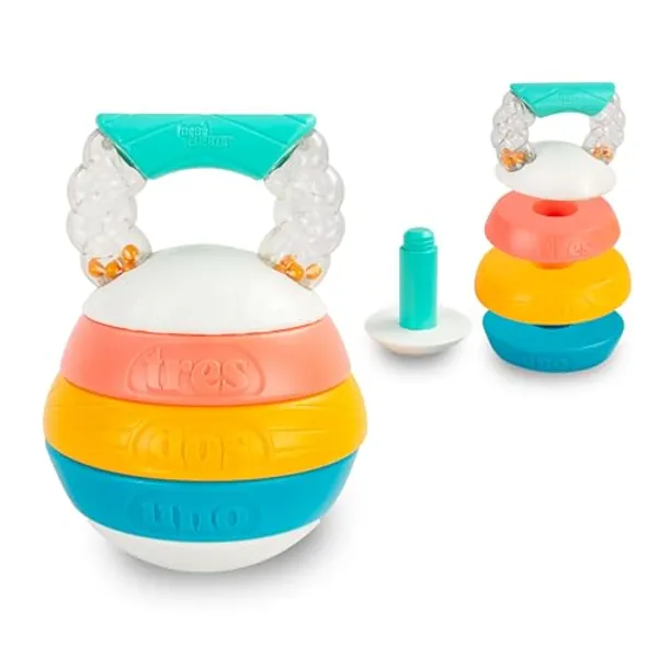 BEBE FUERTE Stack and Count Kettlebell Activity Toy by Robin Arzon - Bilingual Stacking Toys - Baby Workout Toys - Baby and Toddler Gifts for Ages 6 Months and Up