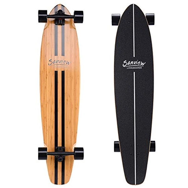Sanview Bamboo Longboard Skateboard Cruiser for Kids Adults