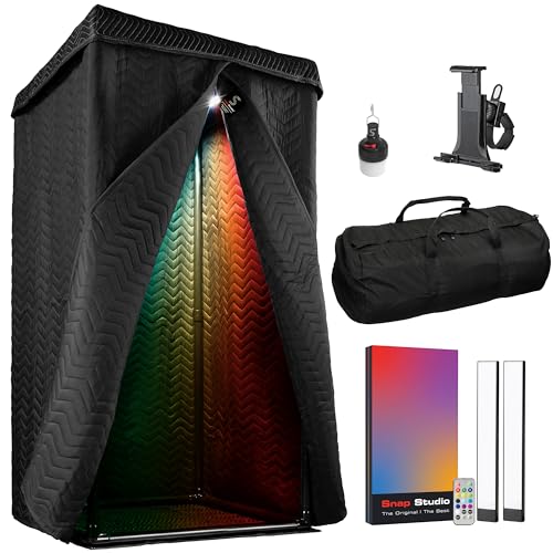 Snap Studio Vocal Booth XL - #1 Recommended Studio Sound Booth for Recording Dry, Echo-Free Vocals - 80% Reverb Reduction & 360° Isolation - Clipmount, Lights & Travel Bag Included - XL Ultimate Vocal Booth