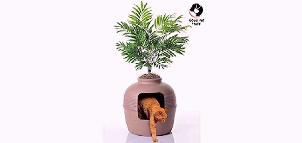 Good Pet Stuff, The Original Hidden Litter Box, Artificial Plants & Enclosed Cat Planter Litter Box, Vented & Odor Filter, Easy to Clean, Mocha Brown , 20" wide x 19 3/4" - Mocha Brown