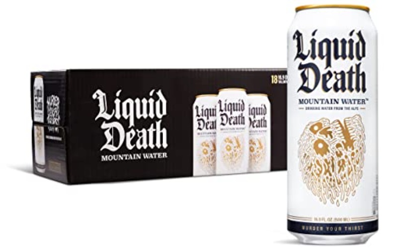 Liquid Death Still Mountain Water, 16.9 fl oz Tallboys (18-Pack) - Mountain Water - Still - 16.9 Fl Oz (Pack of 18)