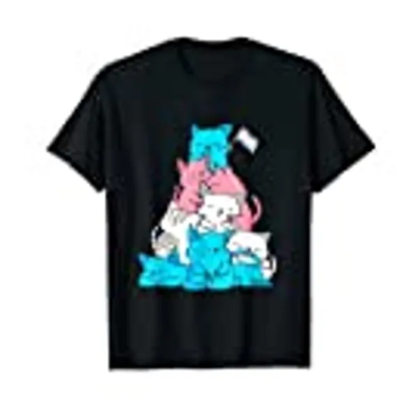 Transgender Pride Cat LGBT Trans Flag Cute Cats Pile Kawaii T-Shirt