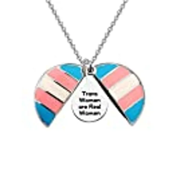CENWA Transgender Pride Gift Trans Pride Jewelry Trans Women are Real Women Open Locket Necklace