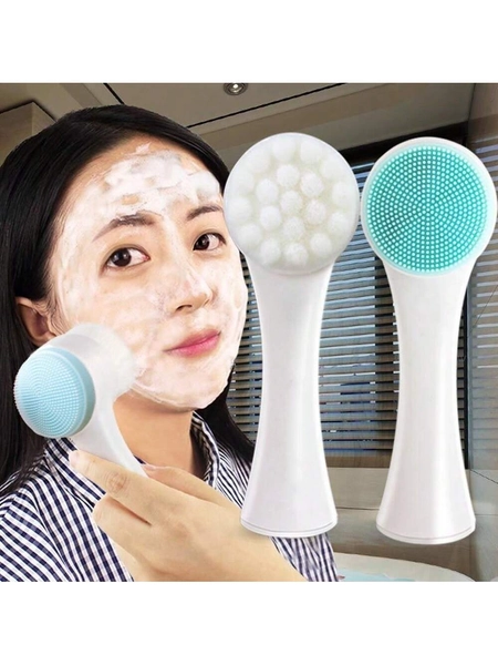 Escova De Limpeza Facial , Dupla Face Silicone Poro Limpadores , Manual Espuma Cerda Macia Cara Purificador Para Massagem