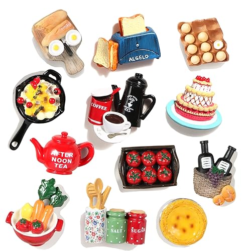 12pcs Food Refrigerator Magnets Food Magnets for Fridge Magnets Decorative Cute Magnets Refrigerator Fridge Magnets for Kitchen Strong Resin Magnets Home Decor Office - 8PCS