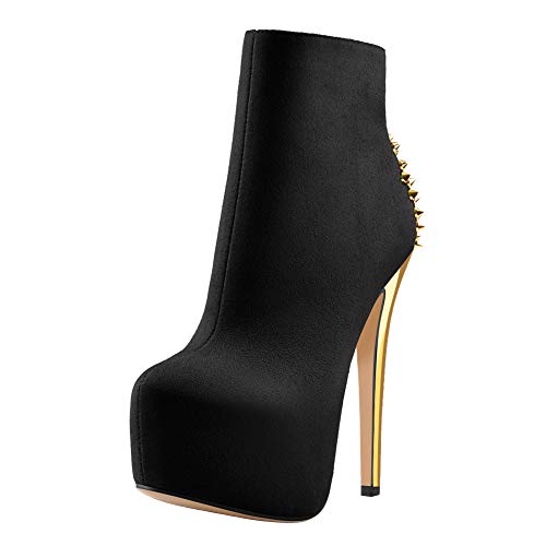 Only maker Damen Plateau Stiefeletten Knöchel Stiefel Stiletto - 39 EU - Schwarzgold