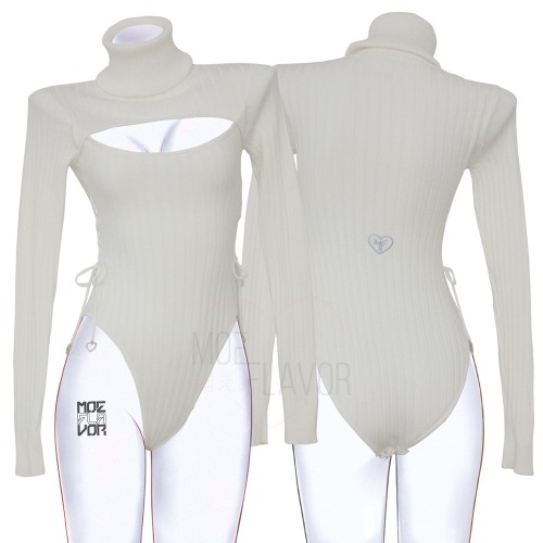 Winter Fox Sweater Bodysuit - White / XS/S