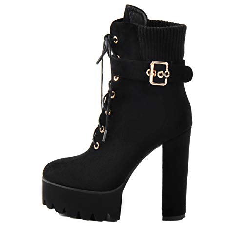 Only maker Plateau Stiefeletten Stilettos Schnürstiefel Schwarz Weiß Zerifarbige Stiefel - 39 EU - Schwarz