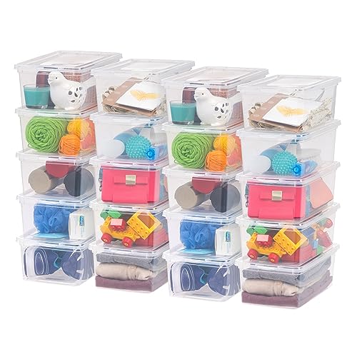 Iris Ohyama, Aufbewahrungsbox aus Kunststoff mit Deckel, 5L/20er-Set, Stapelbar und ineinandergreifend, BPA-frei, CNL-5, Transparent