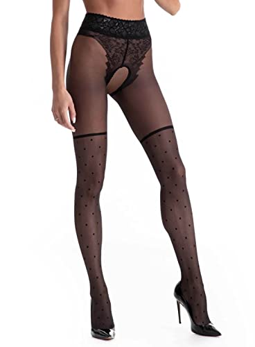 Vicky's Nylons Lolita Ouvert Strumpfhose Super Erotik und Schick von Amour - S/M 36-42 - Schwarz